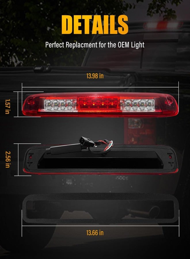 LESAUCE 2025 Upgraded 3rd Third Brake Light for 1999-2006 Chevrolet (Chevy) Silverado GMC Sierra 1500 2500 3500 HD Classic LED Cargo Light High Mount Stop light, Chrome Housing Red Lens - Image 5