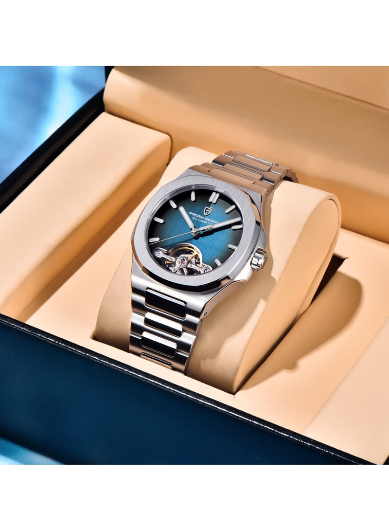 PAGANI DESIGN Men's Automatic Watch, Stainless Steel, Synthetic Sapphire Glass, Luminous Pointers, 50M Waterproof, High-end Business WristWatch, PD-YS025 Deep Blue - Image 3
