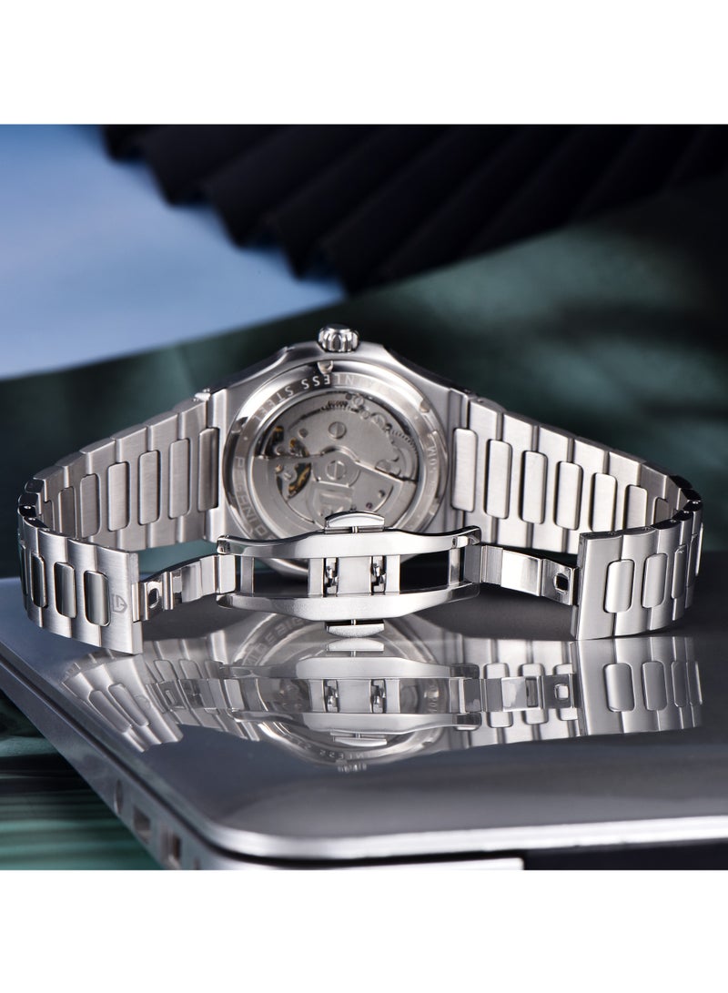 PAGANI DESIGN Men's Automatic Watch, Stainless Steel, Synthetic Sapphire Glass, Luminous Pointers, 50M Waterproof, High-end Business WristWatch, PD-YS025 Deep Blue - Image 5