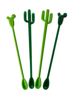 Generic 4PCS Cactus Shaped Drink Stirrers，Can be used in kitchens, offices, cafes, bars, etc.  - Image 1