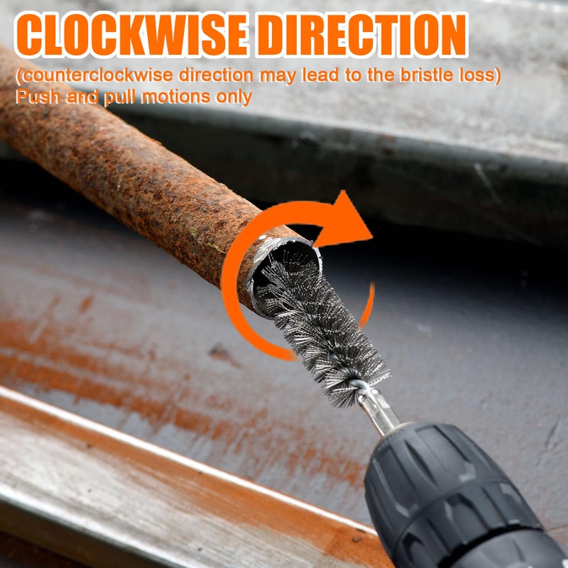 MAXMAN MAXAMN Wire Brush for Drill 18-Pack, Wire Brushes for Cleaning Rust Tube Automotive, Nylon, Brass, Stainless Steel Bristles Bore Brush with 1/4" Hex Shank and Tool Bag for Power Drill Impact Driver - Image 3