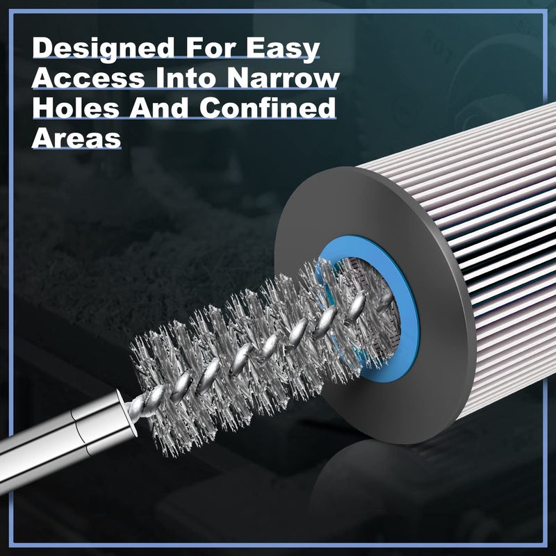 MAXMAN MAXAMN Wire Brush for Drill 18-Pack, Wire Brushes for Cleaning Rust Tube Automotive, Nylon, Brass, Stainless Steel Bristles Bore Brush with 1/4" Hex Shank and Tool Bag for Power Drill Impact Driver - Image 5