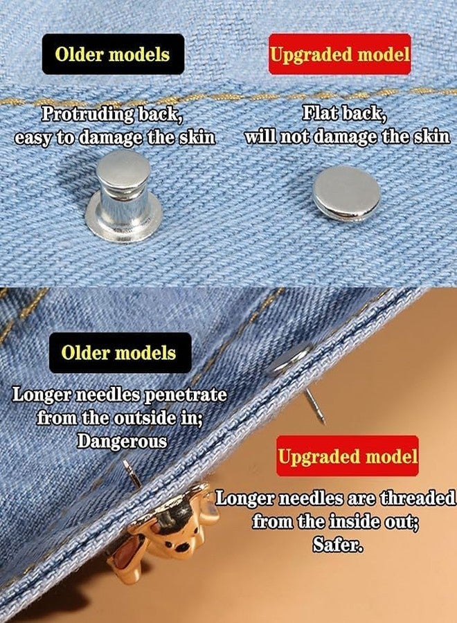 ZIVIK Pant Waist Tightener Button, Adjustable Waist Buckle Set, Instant Jeans Button Pins for Pants Skirts, Waist Tightener Pins (Gold, Camellia White Pack Of 3) - Image 5