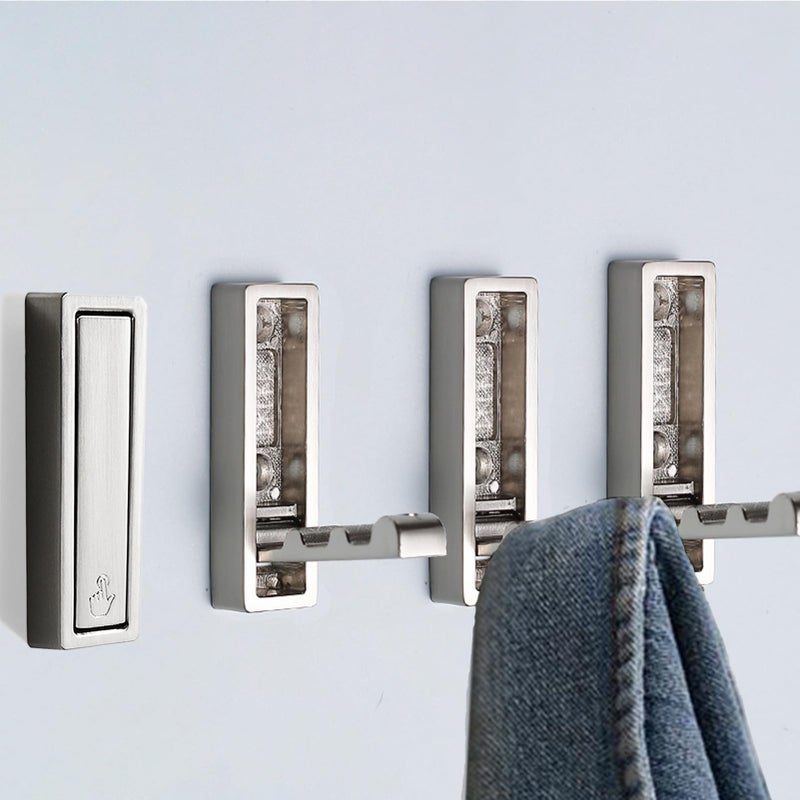macikwon Foldable Coat Hooks 4 PackHeavy Duty Wall Hooks for Hanging Coats Towels Backpacks Bags Brushed Nickel Towel Hooks for a Functional Home Brushed Nickel 4 - Image 2