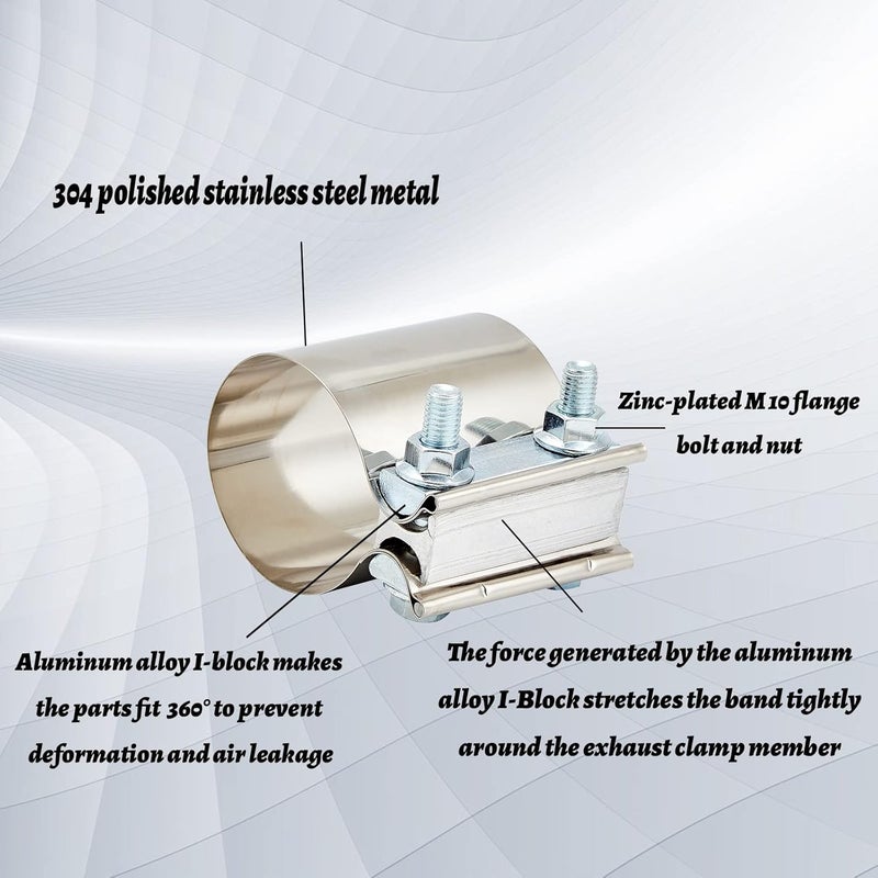 Floshine Stainless Steel Exhaust Muffler Clamps - Image 3