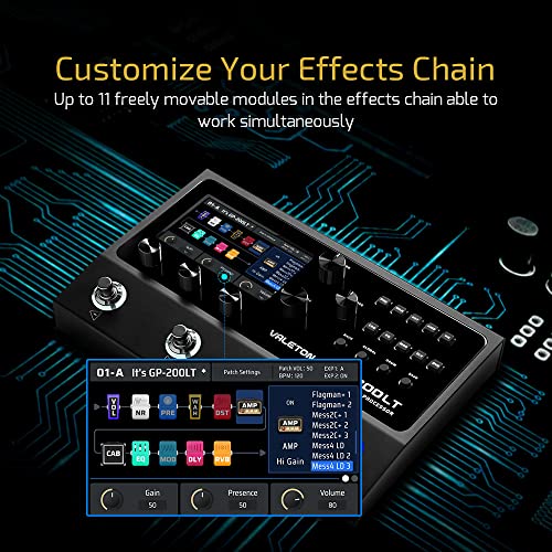 Valeton GP-200LT Multi Effects Pedal Multi Effects Processor Guitar Effects Pedal Bass Pedal Amp Modeling IR Cabinets Simulation Multi-Effects with FX Loop MIDI I/O Stereo OTG USB Audio Interface - Image 5