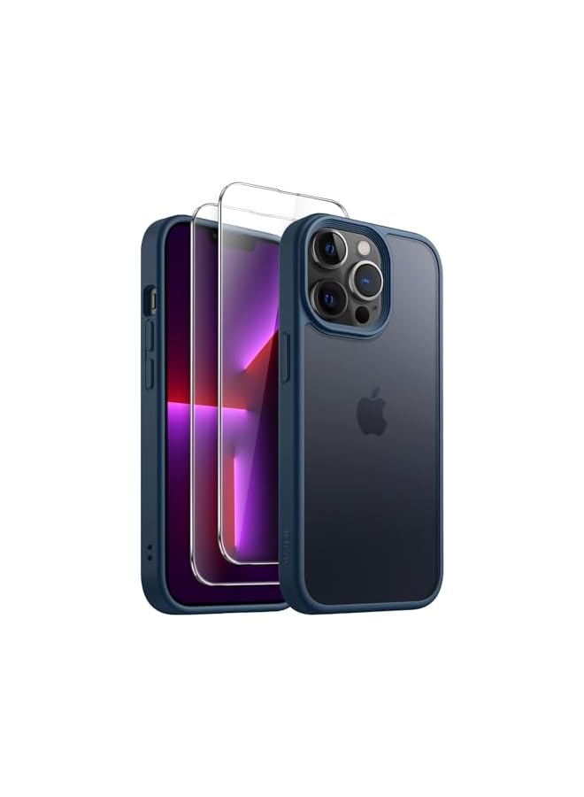 جي تيك حافظة JETech 3 في 1 غير لامعة لهاتف iPhone 13 Pro مقاس 6.1 بوصة مع واقي شاشة من الزجاج المقوى، وغطاء هاتف شفاف مقاوم للصدمات (أزرق عاصف) - Image 1