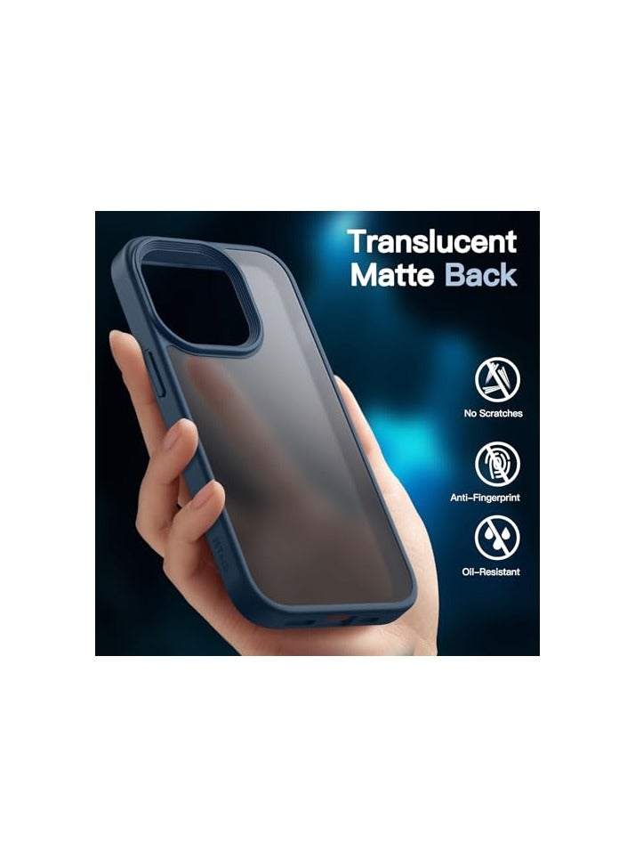 جي تيك حافظة JETech 3 في 1 غير لامعة لهاتف iPhone 13 Pro مقاس 6.1 بوصة مع واقي شاشة من الزجاج المقوى، وغطاء هاتف شفاف مقاوم للصدمات (أزرق عاصف) - Image 3