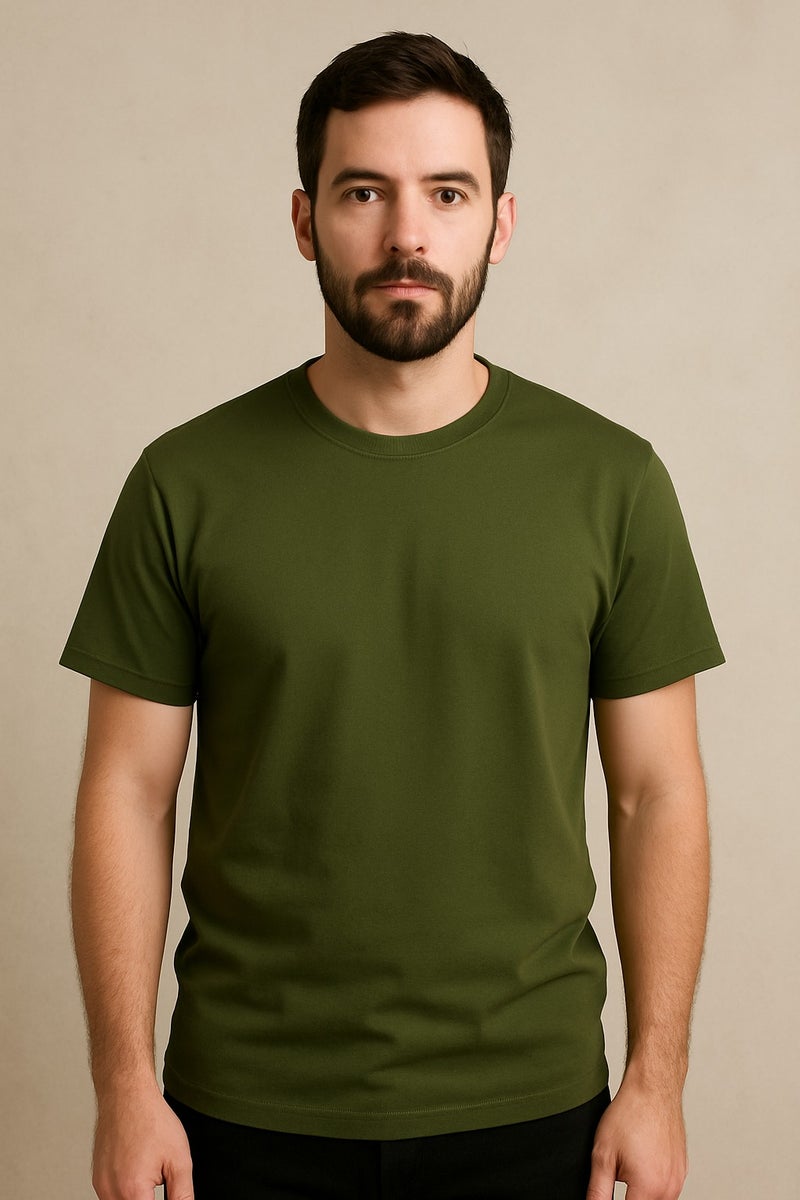 Bambelle Essential Army Green T-Shirt for Men – Premium Pima Cotton Comfort - Image 1