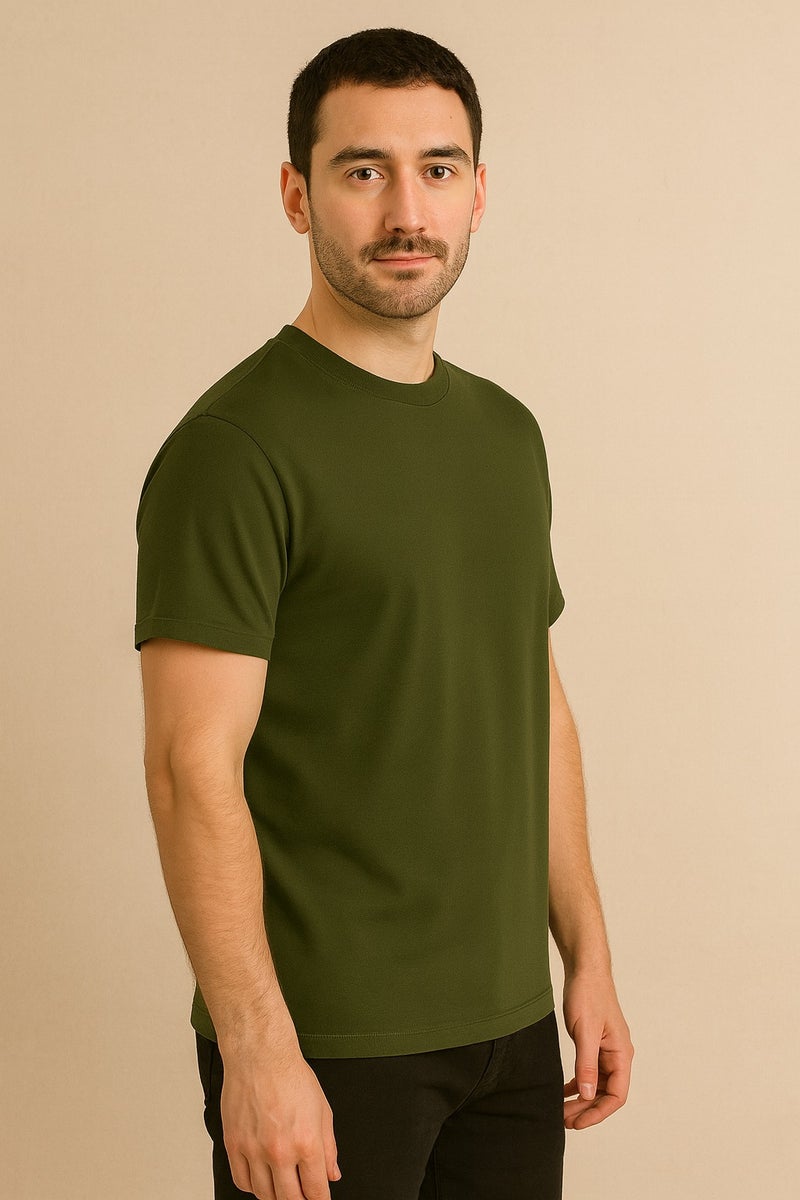 Bambelle Essential Army Green T-Shirt for Men – Premium Pima Cotton Comfort - Image 2
