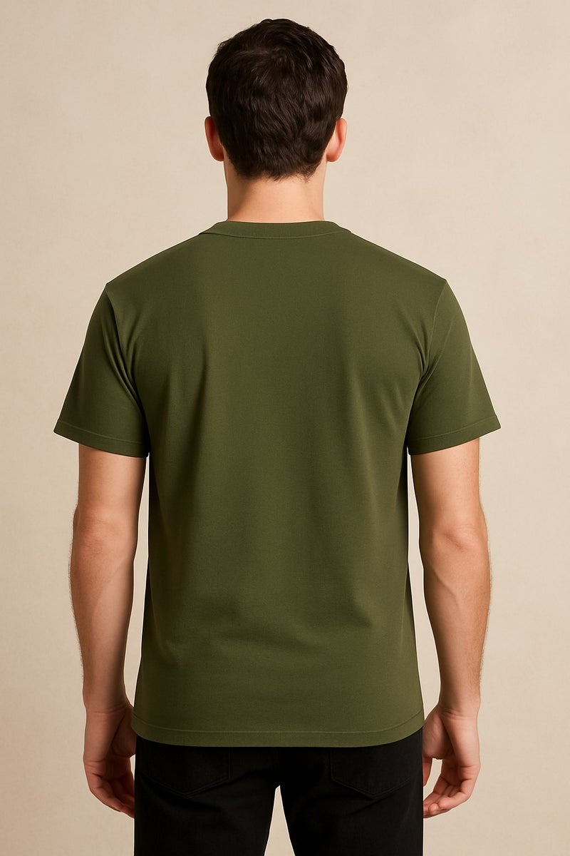Bambelle Essential Army Green T-Shirt for Men – Premium Pima Cotton Comfort - Image 3