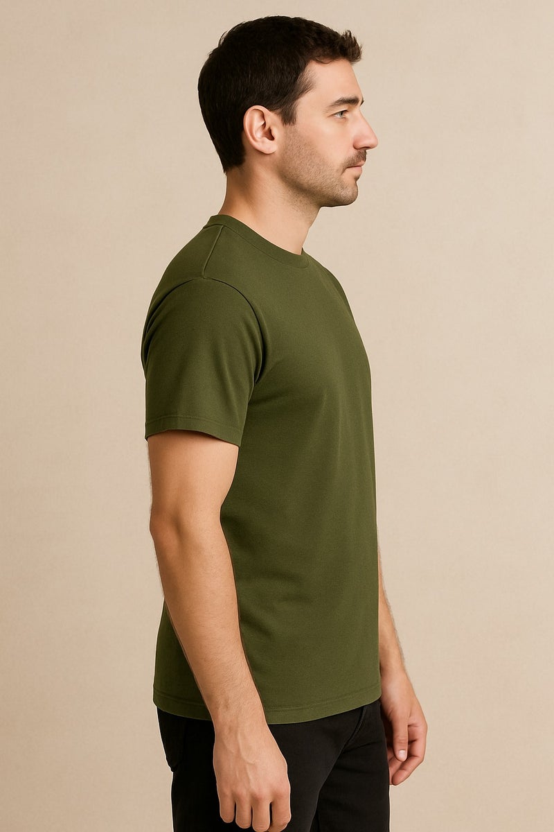 Bambelle Essential Army Green T-Shirt for Men – Premium Pima Cotton Comfort - Image 4