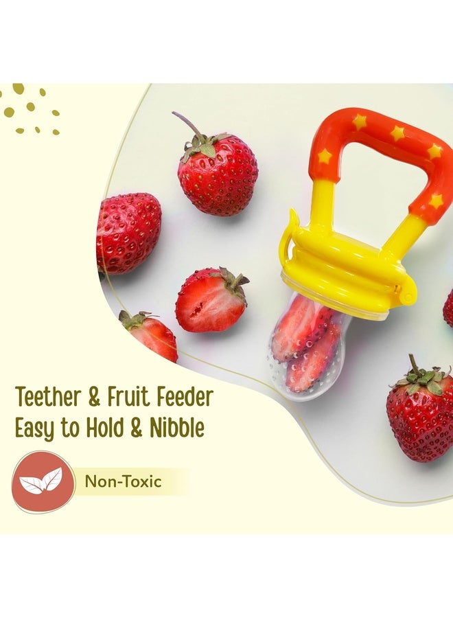 Luvlap Silicone Food/Fruit Nibbler with Extra Mesh, Soft Pacifier/Feeder, Teether for Infant Baby, Infant, Joystar Yellow, BPA Free - Image 3