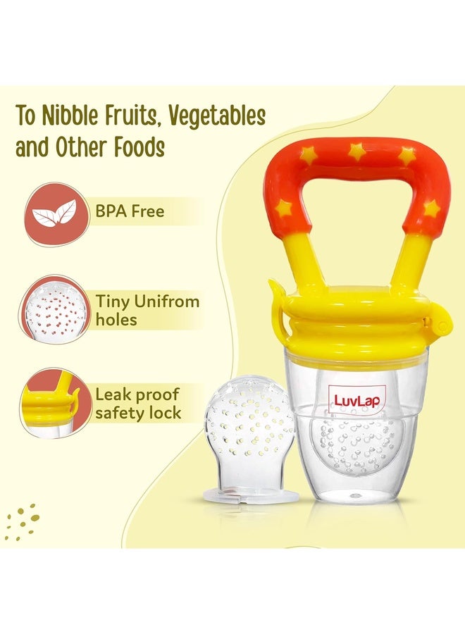 Luvlap Silicone Food/Fruit Nibbler with Extra Mesh, Soft Pacifier/Feeder, Teether for Infant Baby, Infant, Joystar Yellow, BPA Free - Image 2