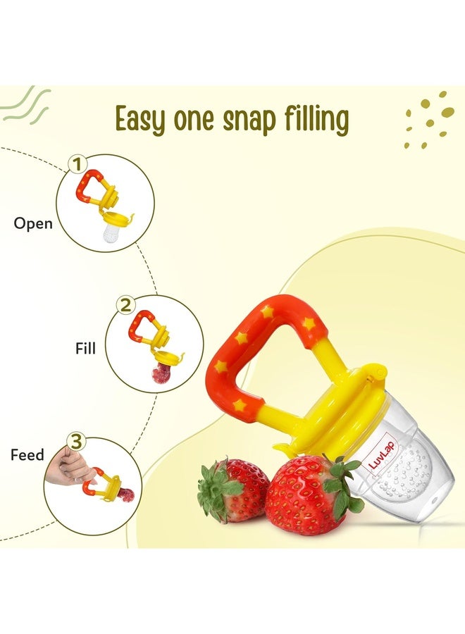 Luvlap Silicone Food/Fruit Nibbler with Extra Mesh, Soft Pacifier/Feeder, Teether for Infant Baby, Infant, Joystar Yellow, BPA Free - Image 4