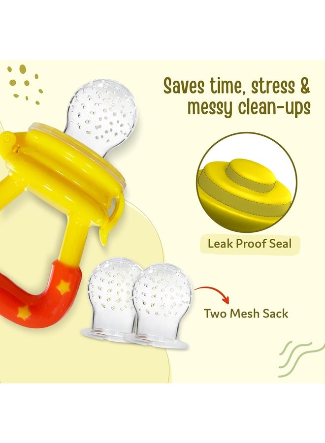 Luvlap Silicone Food/Fruit Nibbler with Extra Mesh, Soft Pacifier/Feeder, Teether for Infant Baby, Infant, Joystar Yellow, BPA Free - Image 5