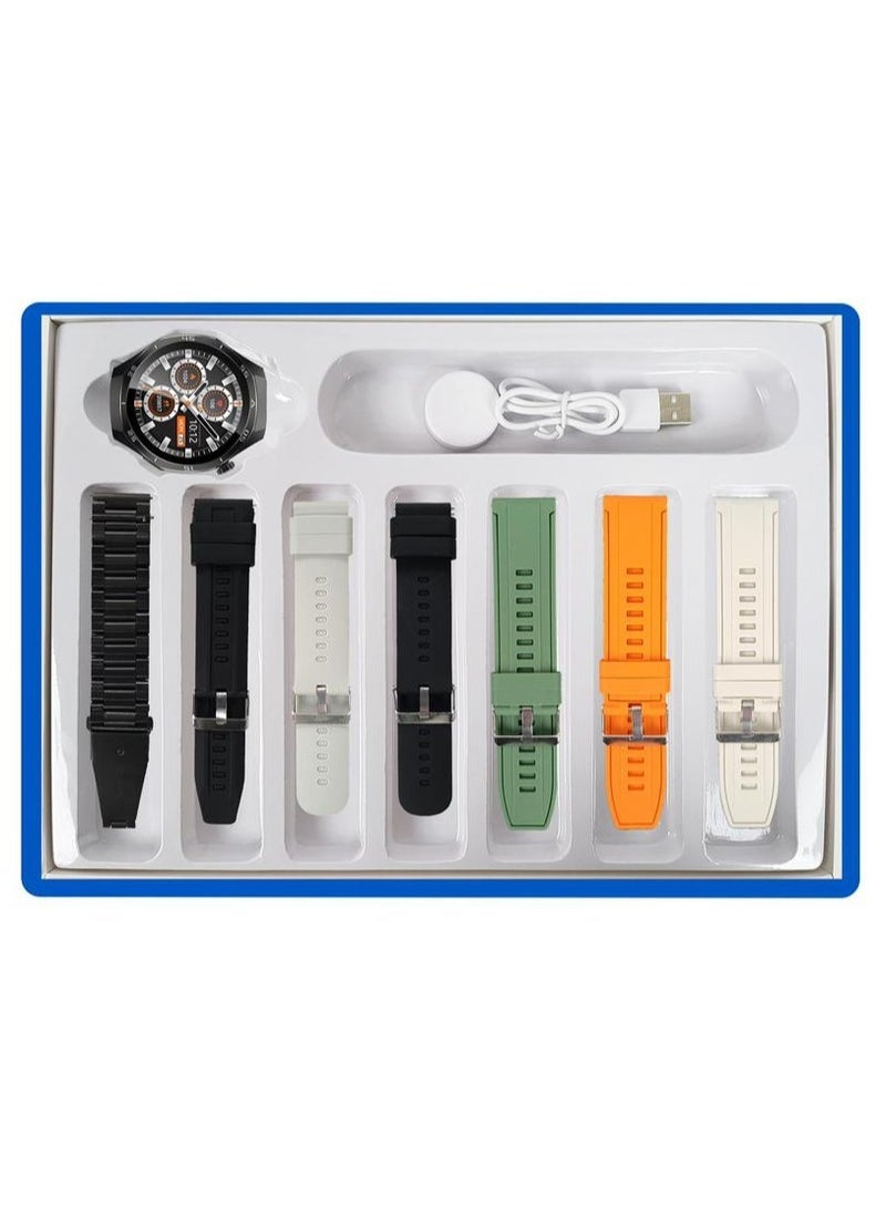 WISME X37 MAX Multi-Function Smart Watch With 7 Pair Straps and Charging Cable Designed for Men Black - Image 3