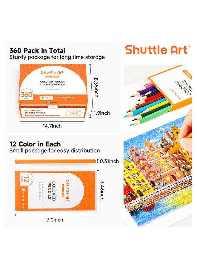 Shuttle Art 360 Pcs Colored Pencils Bulk, 12 Assorted Colors, Pack Of 30, Break-Resistant, Pre-Sharpened Colored Pencils For Kids, Bulk Pack School Supplies For Teachers & Students - Image 2