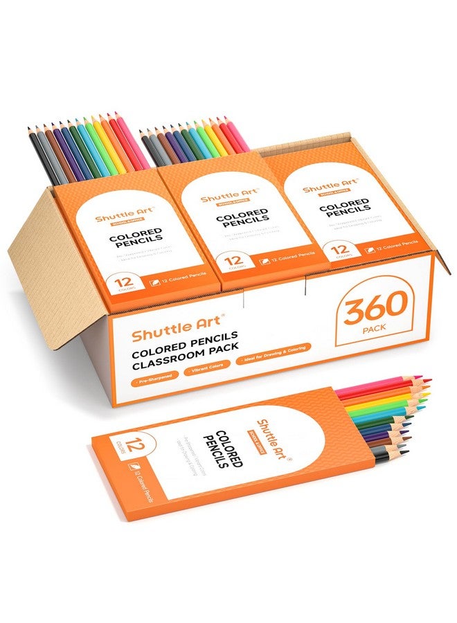 Shuttle Art 360 Pcs Colored Pencils Bulk, 12 Assorted Colors, Pack Of 30, Break-Resistant, Pre-Sharpened Colored Pencils For Kids, Bulk Pack School Supplies For Teachers & Students - Image 1