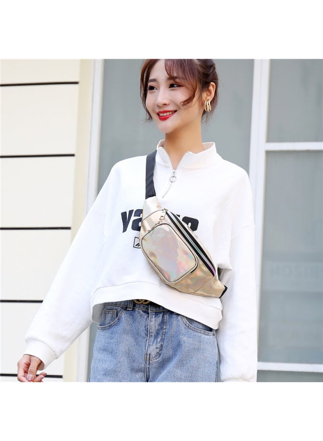 Ladies Chest Waist Bag Fashionable Pu Leather Bag Zipper Closure Ideal For Everyday Use-Color:Black  - Image 5