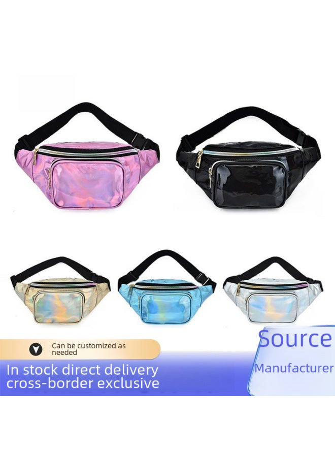 Ladies Chest Waist Bag Fashionable Pu Leather Bag Zipper Closure Ideal For Everyday Use-Color:Black  - Image 2