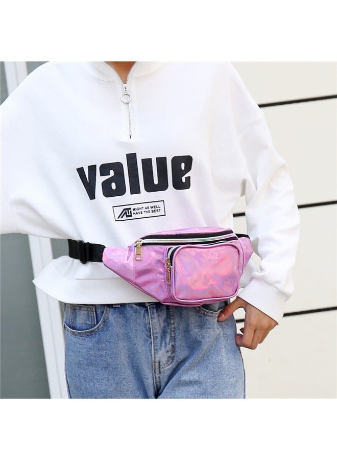 Ladies Chest Waist Bag Fashionable Pu Leather Bag Zipper Closure Ideal For Everyday Use-Color:Black  - Image 4