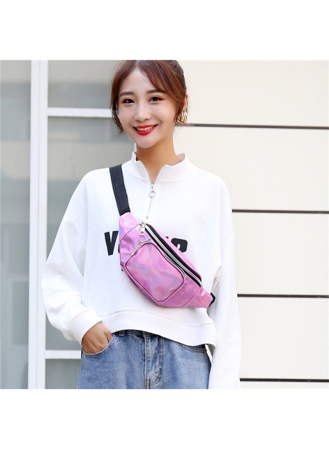 Ladies Chest Waist Bag Fashionable Pu Leather Bag Zipper Closure Ideal For Everyday Use-Color:Black  - Image 3