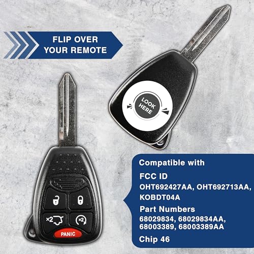 KeylessOption Key Fob Replacement for 2006 2007 2008 2009 2010 2011 2012 2013 2014 Chrysler 200 Aspen Dodge Durango Jeep Cherokee Commander Remote, 5-Button OHT692427AA, Programming Guide Included - Image 4