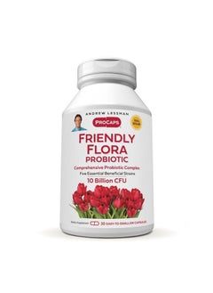 Andrew Lessman Friendly Flora Probiotic 30 Capsules - 10 Billion CFU, Comprehensive Blend of Five Probiotic Strains, Powerful Immune and Digestive Support. Probiotics for Women or Men  - Image 1
