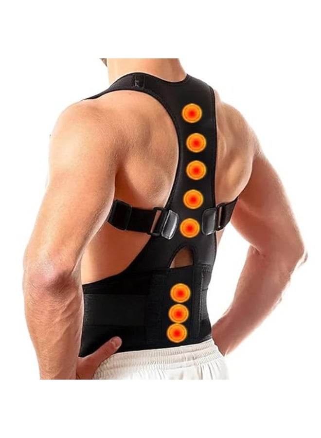 Magnetic Posture Corrector Back Support Belt for Men and Women Adjustable Shoulder and Back Brace for Spine Alignment and Daily Comfort - Image 1