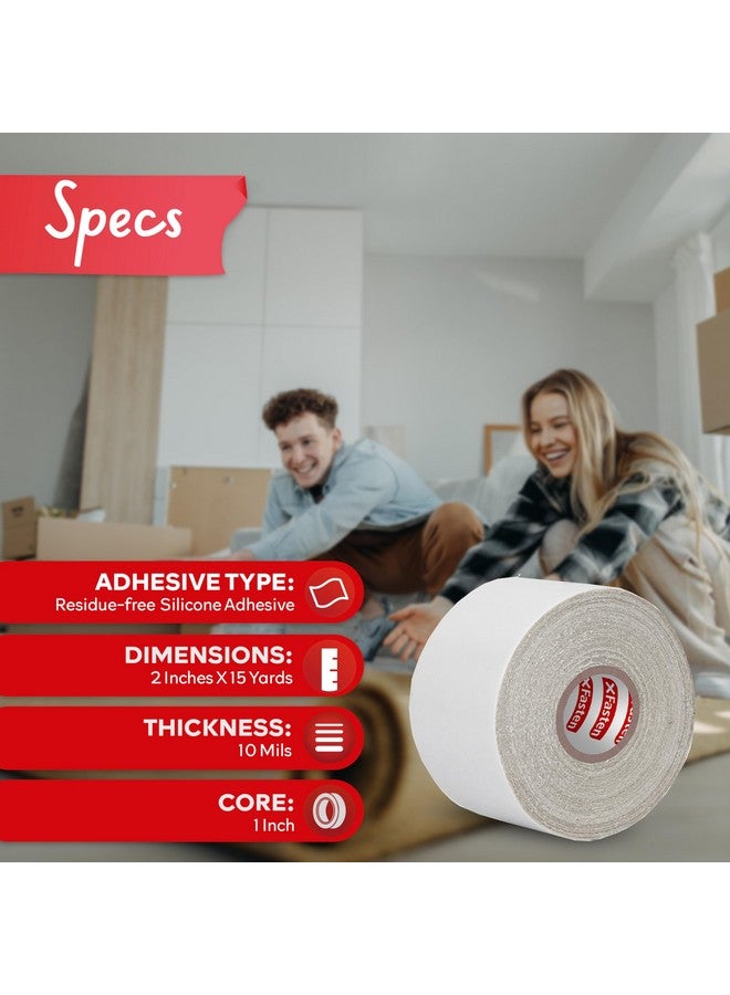 XFasten Double Sided Carpet Tape For Area Rugs On Carpet 2 Inch X 15 Yards No Residue Clear Adhesive Rug Tape Hardwood Floor No Damage Carpet Tape Double Sided Rug Tape For Carpet Rug Tape Gripper - Image 3