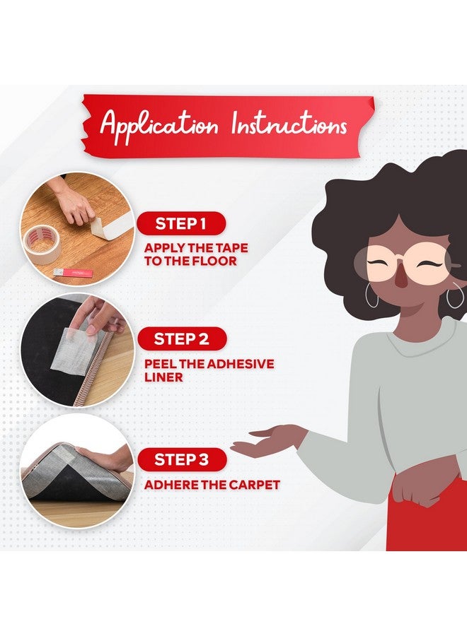 XFasten Double Sided Carpet Tape For Area Rugs On Carpet 2 Inch X 15 Yards No Residue Clear Adhesive Rug Tape Hardwood Floor No Damage Carpet Tape Double Sided Rug Tape For Carpet Rug Tape Gripper - Image 5