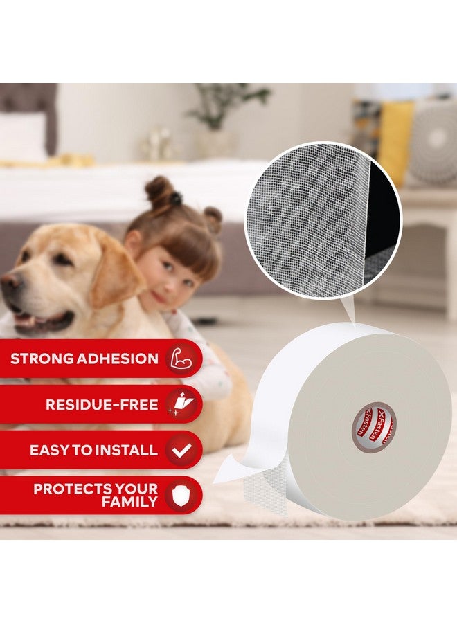 XFasten Double Sided Carpet Tape For Area Rugs On Carpet 2 Inch X 15 Yards No Residue Clear Adhesive Rug Tape Hardwood Floor No Damage Carpet Tape Double Sided Rug Tape For Carpet Rug Tape Gripper - Image 2