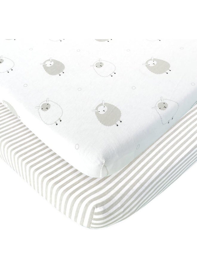 Joey + Joan Joey + Joan Bassinet Sheets for MiClassic 2in1 Stationary&Rock Bassinet | Heavenly Soft 100% Cotton Jersey Knit Fitted Bassinet Sheet Set 2 Pack - Image 1