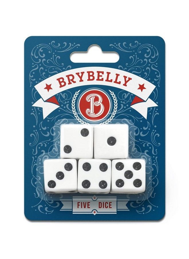 Brybelly - Classic White Game Dice For Playing Board Games And Card Games, 5Pack Set 16Mm Regular Pipped Sixsided Dice By Brybelly - Image 1