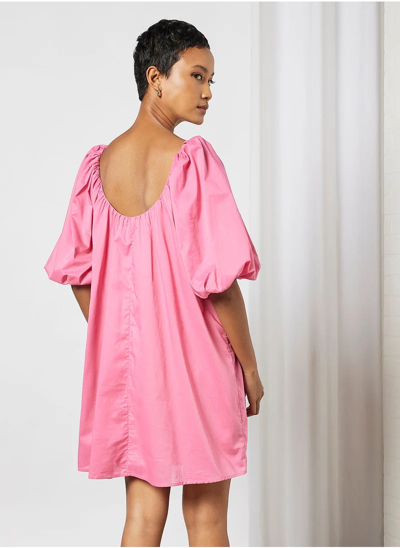 MANGO Puffed Sleeve Dress