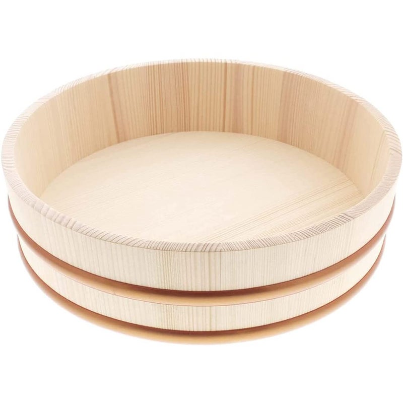 TIKUSAN Wooden Hangiri Sushi Rice Mixing Tub PP Band Made in Japan Made of Momi Fir Sushi Rice Bowl Sushi Oke (10.6"") - Image 1