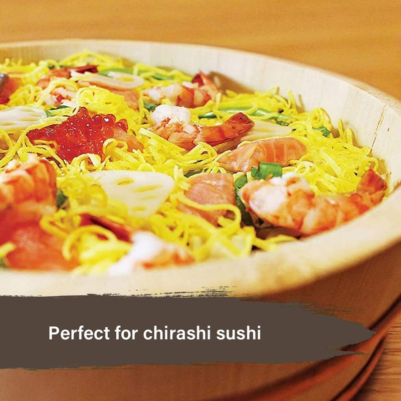 TIKUSAN Wooden Hangiri Sushi Rice Mixing Tub PP Band Made in Japan Made of Momi Fir Sushi Rice Bowl Sushi Oke (10.6"") - Image 3