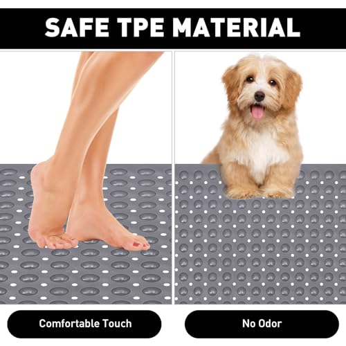 Mofonky Shower Mat Non Slip: 47.2 x 31.5 Inch Extra Large TPE Shower Mats for Inside Shower - Anti Slip Shower Stall Matt with Drain Hole and Suction Cups for Elderly - Image 3