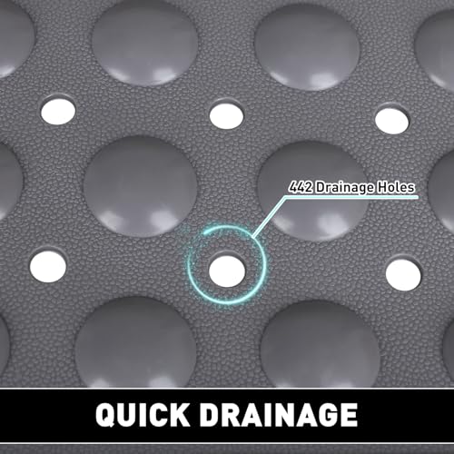 Mofonky Shower Mat Non Slip: 47.2 x 31.5 Inch Extra Large TPE Shower Mats for Inside Shower - Anti Slip Shower Stall Matt with Drain Hole and Suction Cups for Elderly - Image 5