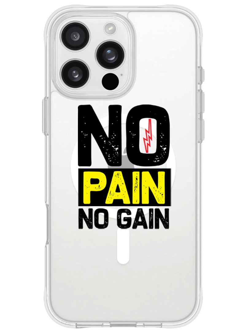 Theodor iPhone 16 Pro Max Magsafe Magnetic Case for iPhone Compatible with Wireless Charging, Shockproof Phone Bumper Cover - No pain No gain - Image 1