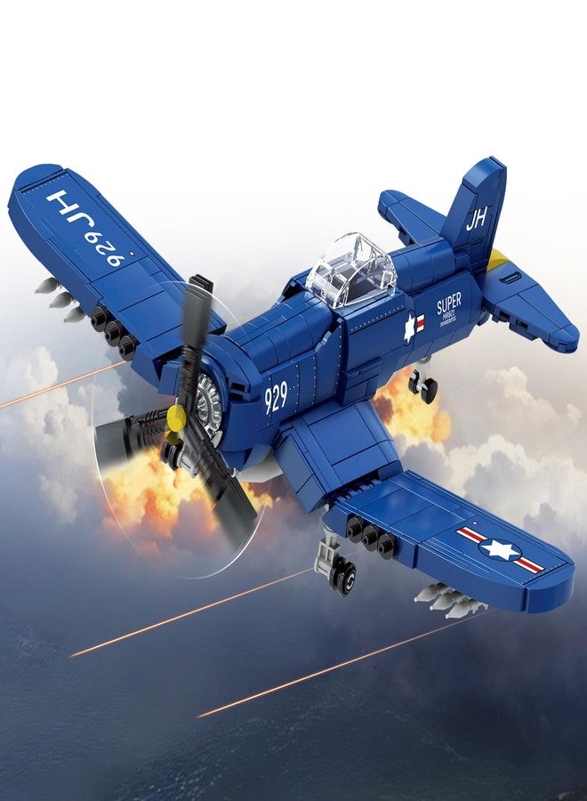 Vziimo WW2 Military Airplane Building Set, F4U Corsair Fighter Jet Models Kit, Aircraft Airplane Building Set for Teens Adults 14+ (562Pcs) - Image 1