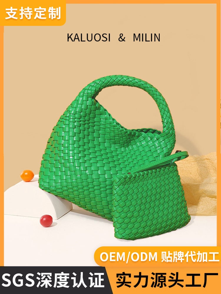 High-End Hand-Woven Bucket Bag – Large Capacity Tote for Daily Use - Image 2