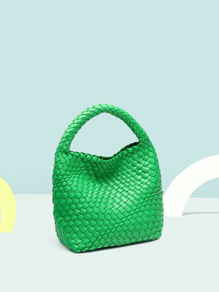 High-End Hand-Woven Bucket Bag – Large Capacity Tote for Daily Use - Image 4