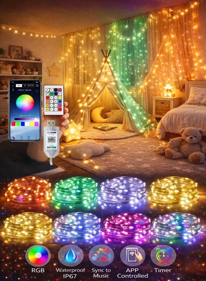 Professional LED String Lights RGB String Lights All-Weather Magic Lights: Traffic Magnet for Cafes & Outdoor Camping | Perfect for Ramadan & Eid Celebrations | 22 Meteor Effects (3m/5m/10m) - Image 1