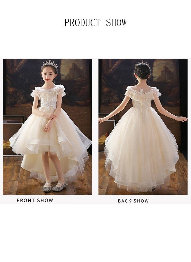 DUNISO - Girls Dress Kids Short Sleeves Lace Party Dresses with Tutu Skirt Toddler Princess Birthday Party Wedding Dresses - Image 1
