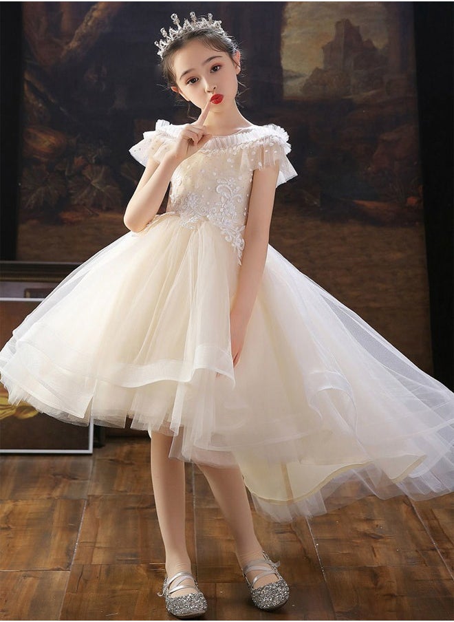 DUNISO - Girls Dress Kids Short Sleeves Lace Party Dresses with Tutu Skirt Toddler Princess Birthday Party Wedding Dresses - Image 1