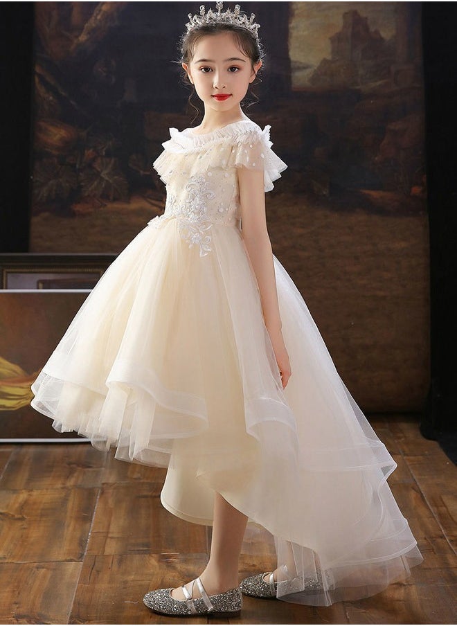DUNISO - Girls Dress Kids Short Sleeves Lace Party Dresses with Tutu Skirt Toddler Princess Birthday Party Wedding Dresses - Image 1