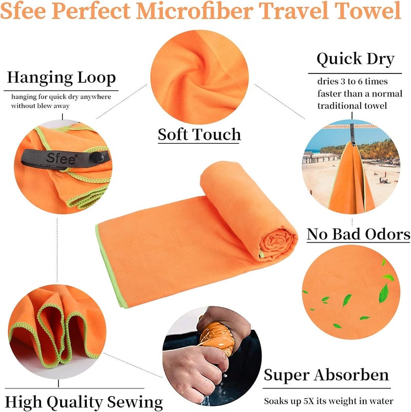 Sfee 2 Pack Microfiber Travel Towel, Quick Dry Camping Towel Large Beach Towel Super Absorbent Compact Lightweight Sports Gym Towels for Beach, Gym, Hiking, Pool, Backpacking, Bath, Yoga - Image 3