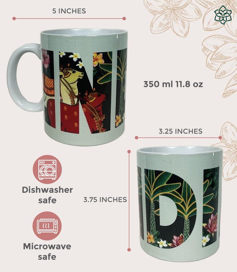 MaatirDesigns Maatir Souvenir Gift Premier India Colorful Traditional Art Large Ceramic Coffee Mug 350 ml Single Mug - Image 4